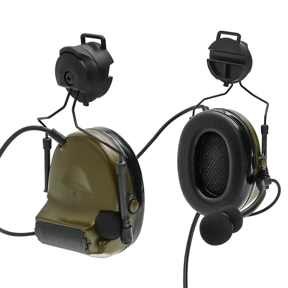COMTAC II Helmet Bracket Version Headphones Pickup Noise Reduction Airsoft Military Tactical Headset FG +U94 kenwood 2 pin ptt |