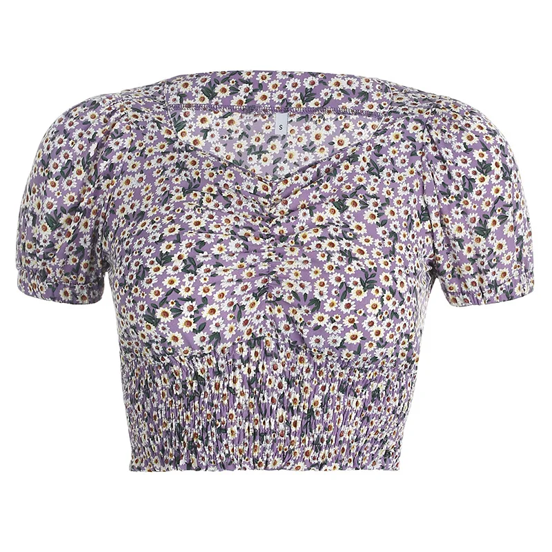 2020 Women's Purple Floral Puff Sleeve V-neck Chiffon Top Summer Ins Casual Short Polyester Tops
2020 Women's Purple Floral Puff Sleeve V-neck Chiffon Top Summer Ins Casual Short Polyester Tops
