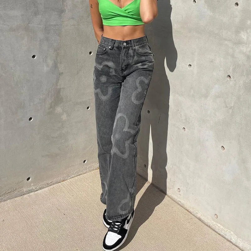 Women's Pants Basic Wide Leg Jeans High Waist Floral Print Relaxed Fit Long Denim Pants Casual Women's Trousers Streetwear Y2k
Women's Pants Basic Wide Leg Jeans High Waist Floral Print Relaxed Fit Long Denim Pants Casual Women's Trousers Streetwear Y2k