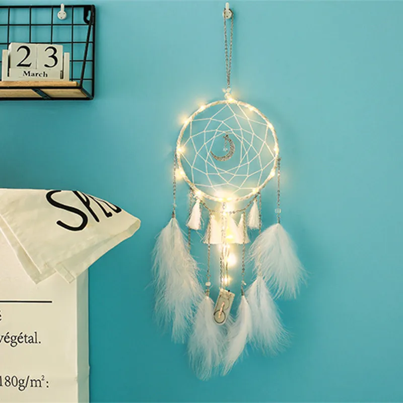 Moon macram Ловец снов 100% Cutton wind bell искусство стены дома декоративные Подвески перо