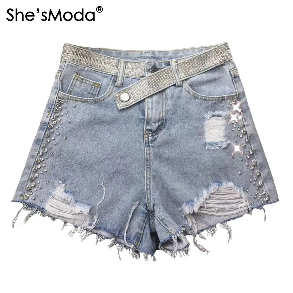 She'sModa Washed Denim Jeans Rhinestones Rivets Scratch Holes 2020 Summer Women's Shorts
She'sModa Washed Denim Jeans Rhinestones Rivets Scratch Holes 2020 Summer Women's Shorts