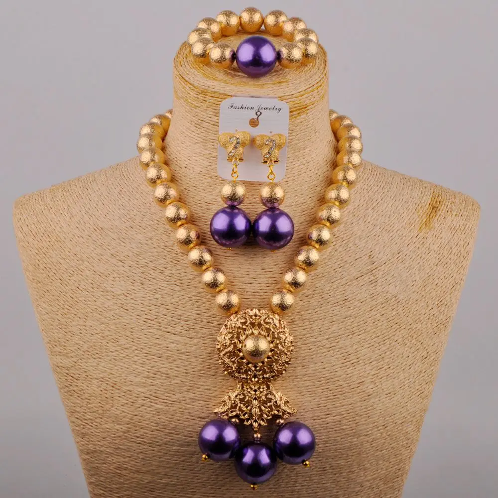 Свадебные украшения модное ожерелье из фиолетового стекла с жемчугом Свадебный