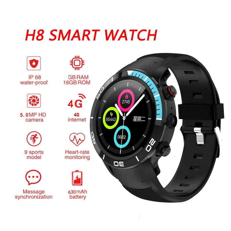 Смарт часы H8 на Android 1 ГБ 16 Ip68 водонепроницаемые Bluetooth wifi умные мужские GPS карты goolgle