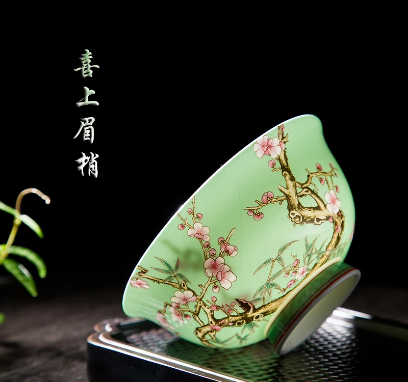 Эмали с одной чашей китайский Стиль в стиле ретро цветочным рисунком птица чаша