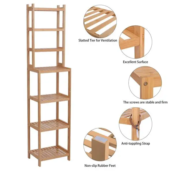 100% Bamboo Bathroom Rack, Multi-Functional And Removable 7-Layer Shelf, Multi - Function 72 * 43.5 * 160.7cm-Natural
100% Bamboo Bathroom Rack, Multi-Functional And Removable 7-Layer Shelf, Multi - Function 72 * 43.5 * 160.7cm-Natural