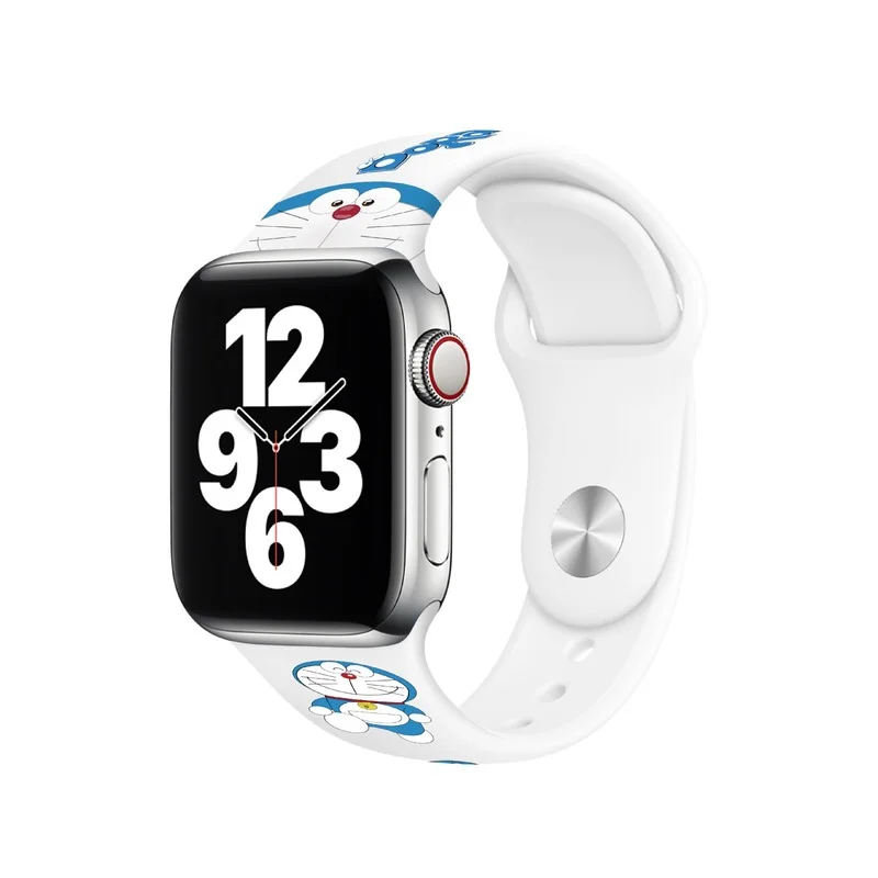 Ремешок Doraemon для Apple Watch браслет IWatch 1 2 3 4 5 6 SE 38 40 42 44 мм аниме силикагелевый Iwatch