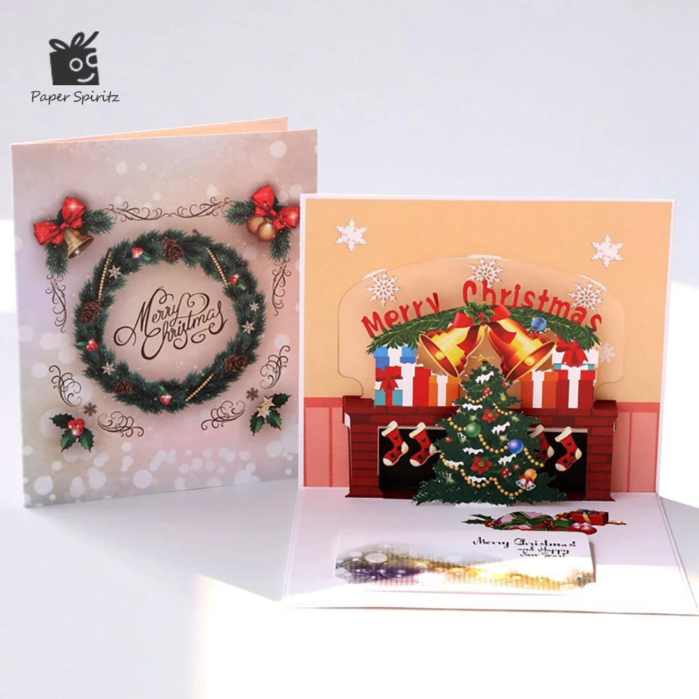 

3D открытки с выдвижным изображением Санта-Клауса, рождественские поздравительные открытки, праздничные приглашения, подарки, новогодняя п...