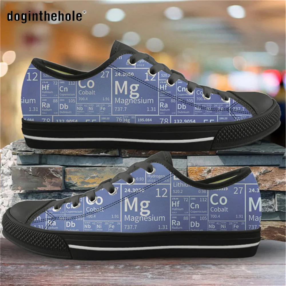 

Doginthehole Periodic Table of Elements Printing Shoes Women Fashion Low Top Canvas Shoes For Ladies Female Vulcanized Footwear