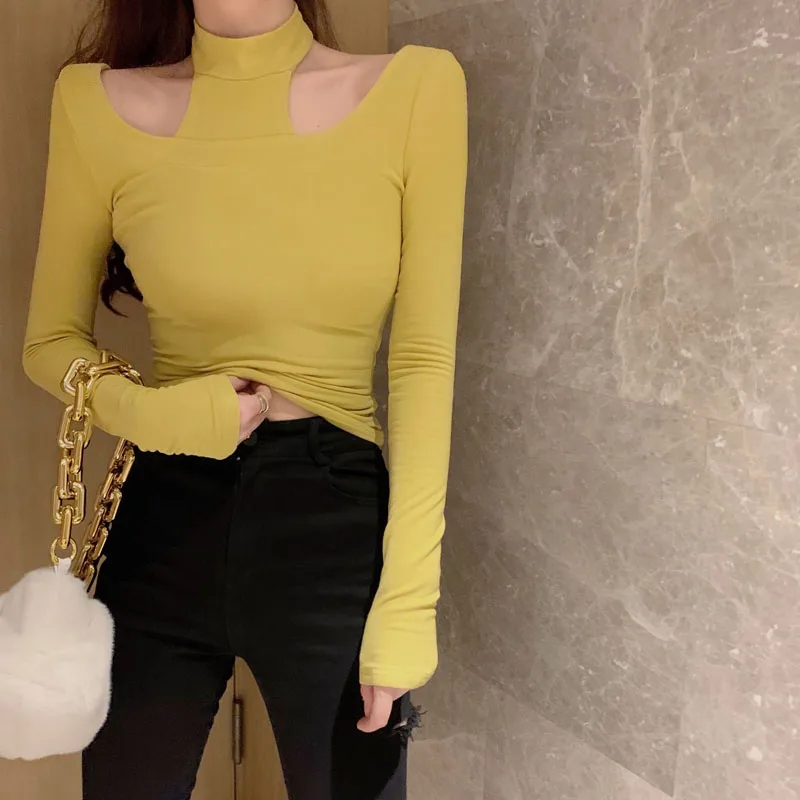 Spring Autumn Long Sleeve T Shirts for Women Halter Neck Tees Casual Solid Color Skinny Tops YOU1369
Spring Autumn Long Sleeve T Shirts for Women Halter Neck Tees Casual Solid Color Skinny Tops YOU1369