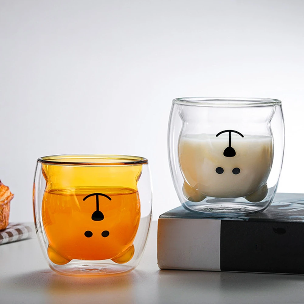 Cute Bear Milk Coffee Mugs Double Glass Cup Creative Bear Design Heat-Resisting Transparent Drinkware Cups Valentine's Day Gift
Cute Bear Milk Coffee Mugs Double Glass Cup Creative Bear Design Heat-Resisting Transparent Drinkware Cups Valentine's Day Gift