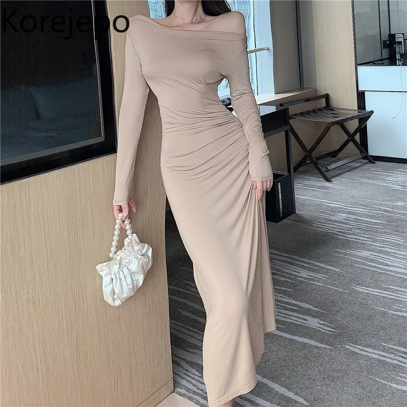 Korejepo Women Dress 2021 Autumn New Korean Chic Sexy Slash Neck Oblique Shoulder Slim Irregular Temperament Long-sleeved Dress
Korejepo Women Dress 2021 Autumn New Korean Chic Sexy Slash Neck Oblique Shoulder Slim Irregular Temperament Long-sleeved Dress