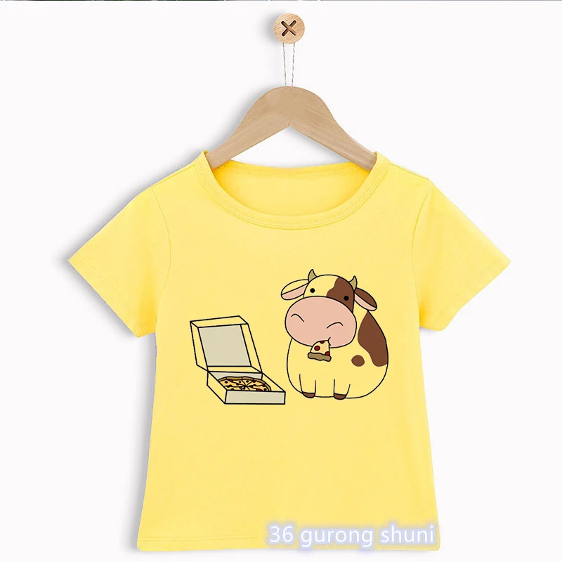 Футболка для мальчиков милая детская футболка с графическим принтом коровы