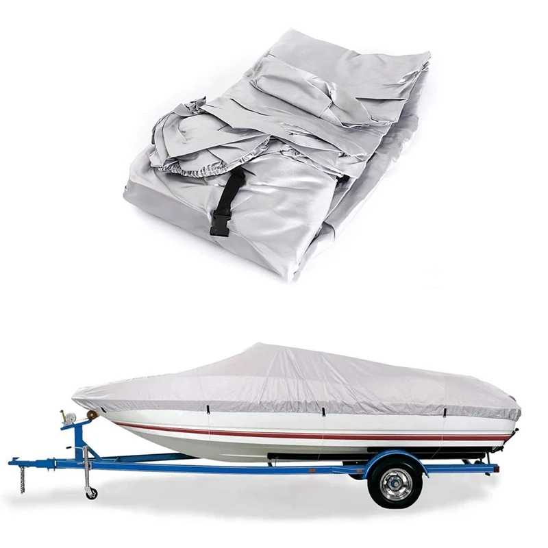 

Trailerable Heavy Duty Reflective Boat Cover Waterproof Sunproof UV Protector Speedboat 210D Boat Mooring Cover
