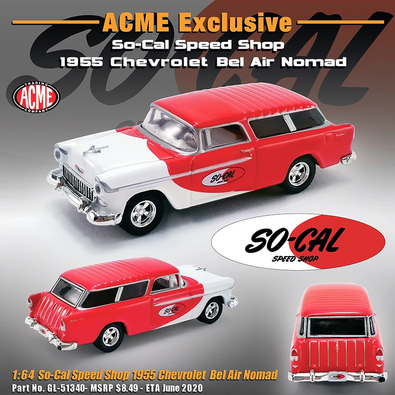 ACME 1:64 1955 Chevrolet Bel Air Nomad - So-Cal Speed Shop Simulation Model Car
ACME 1:64 1955 Chevrolet Bel Air Nomad - So-Cal Speed Shop Simulation Model Car