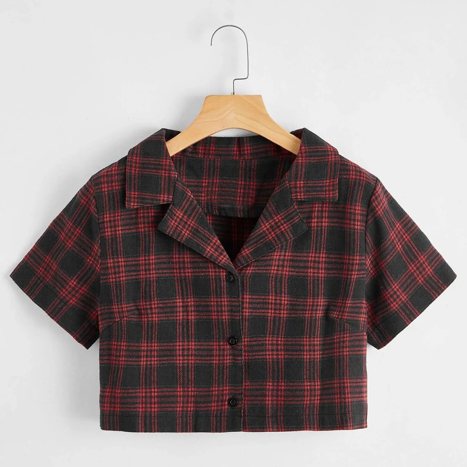 Women Streetwear Blouse Plaid Print V-neck Loose Shirt Button Front Tartan Short Blouse Crop Tops Elegant Oversized Tops D4
Women Streetwear Blouse Plaid Print V-neck Loose Shirt Button Front Tartan Short Blouse Crop Tops Elegant Oversized Tops D4