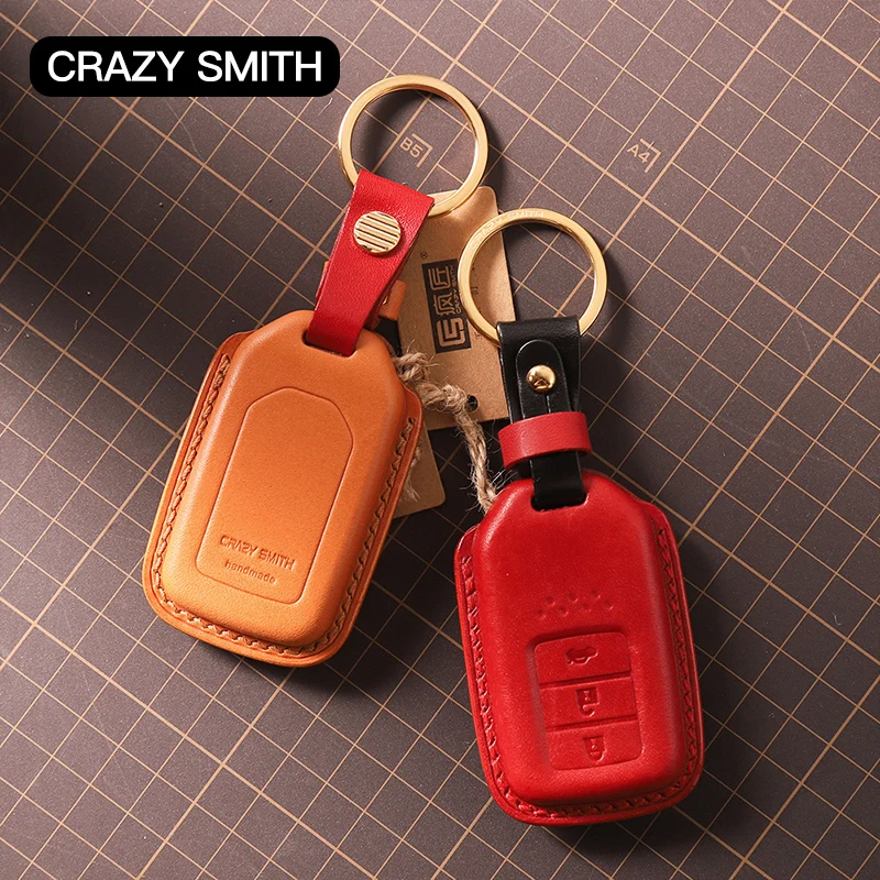 Чехол для ключей Crazy Smith ручной работы Honda из кожи растительного дубления высокое