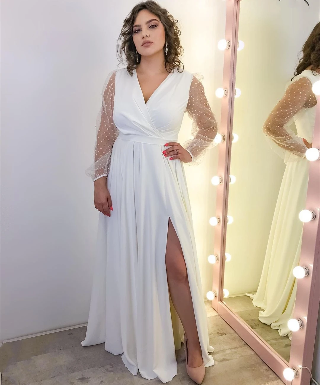 Boho Wedding Dress Long Sleeve Simple Beach Civil Split Chiffon Long Puff Sleeve A-Line Simple Bohemian Bridal Gowns Robe De
Boho Wedding Dress Long Sleeve Simple Beach Civil Split Chiffon Long Puff Sleeve A-Line Simple Bohemian Bridal Gowns Robe De