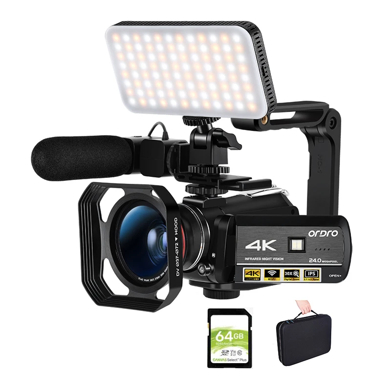 Цифровая видеокамера 4K Ordro AC3 ИК ночного видения Filmadora Professional Full HD YouTube Vlog Camera s для