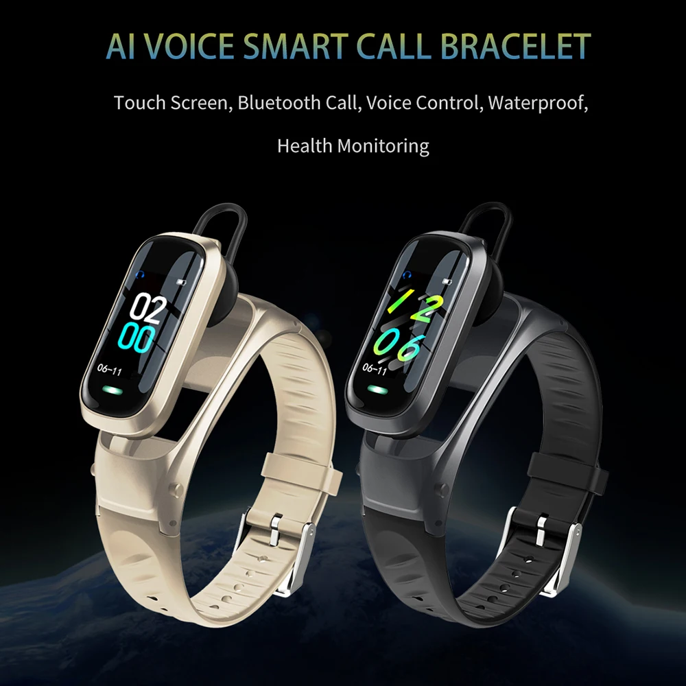 Smart Bracelet Bluetooth Earphone Answer Call Voice Control Smart Band Heart Rate Fitness Smartwatches Wireless Headest in one
Smart Bracelet Bluetooth Earphone Answer Call Voice Control Smart Band Heart Rate Fitness Smartwatches Wireless Headest in one