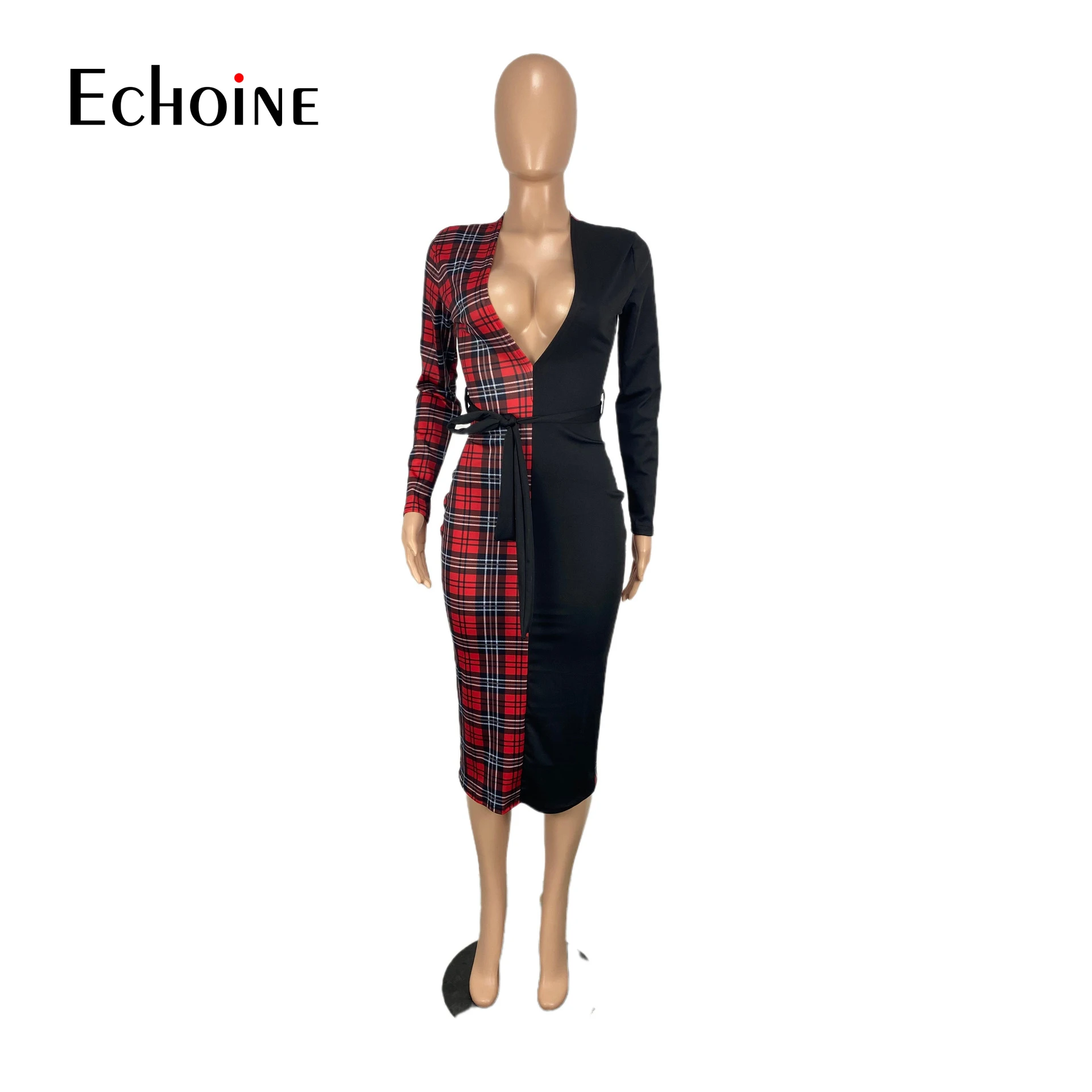 Echoine Autumn Winter Long Sleeve Bodycon Night Club Party Dress Plaid Printed Vintage Sexy V Neck Christmas Dresses Vestidos 
Echoine Autumn Winter Long Sleeve Bodycon Night Club Party Dress Plaid Printed Vintage Sexy V Neck Christmas Dresses Vestidos