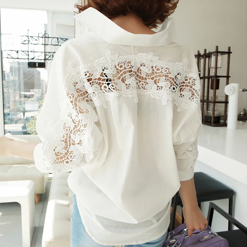 Summer Blouses Tops Backless Sexy Hollow Out Lace Patchwork White Blouse Women Chic Oversized Shirt Korean Fashion Woman Clothes
Summer Blouses Tops Backless Sexy Hollow Out Lace Patchwork White Blouse Women Chic Oversized Shirt Korean Fashion Woman Clothes