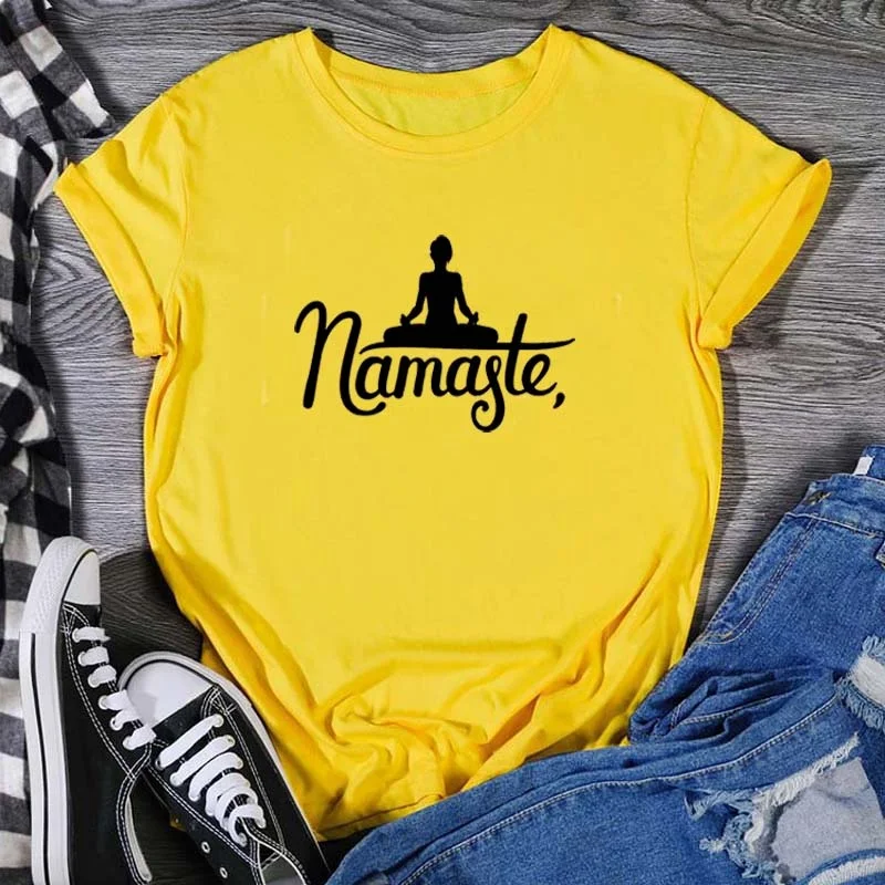 Namaste Zen Женская футболка для любителей медитации Йоги модные футболки с принтом женские топы с коротким рукавом jy443
Namaste Zen Женская футболка для любителей медитации Йоги модные футболки с принтом женские топы с коротким рукавом jy443