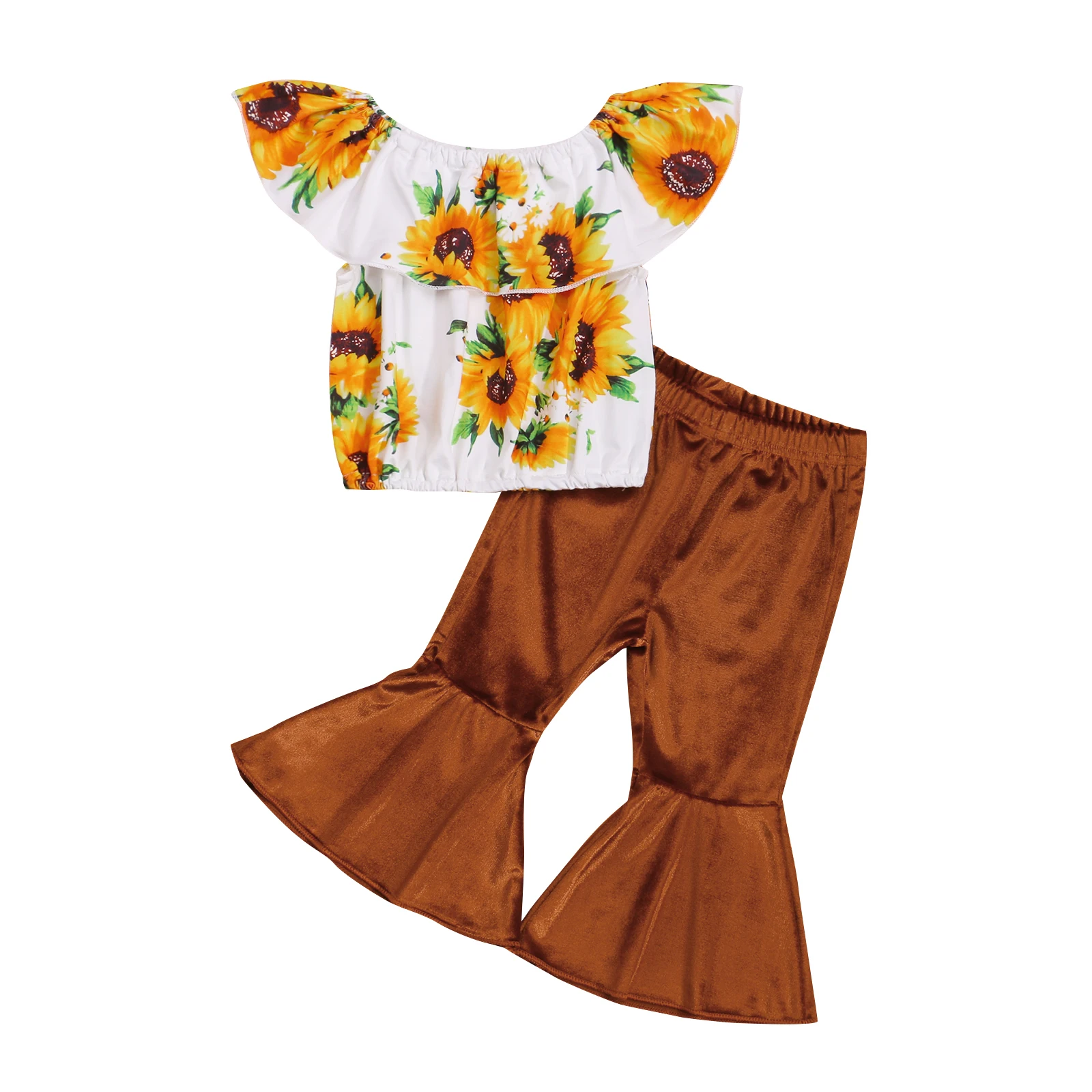 2Pcs Toddler Baby Girls Clothes Set Sunflowers Printed Off Shoulder Top Flare Pants Outfits Children Girls Costumes Summer
2Pcs Toddler Baby Girls Clothes Set Sunflowers Printed Off Shoulder Top Flare Pants Outfits Children Girls Costumes Summer