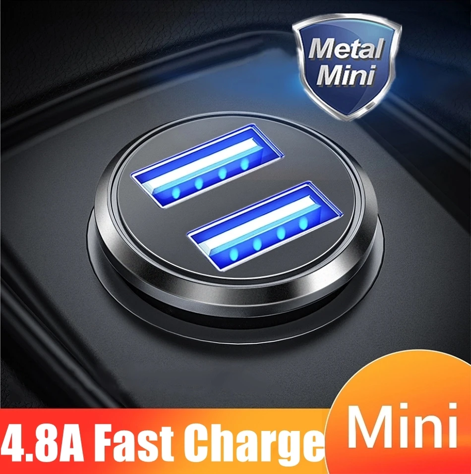 Металлическое быстрое зарядное устройство А мини USB Автомобильное для планшетов