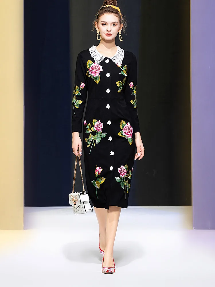 2022 Spring New Knitted Surface Heavy Industry Embroidery Flower Spell Water-solubld Collar Angel Buckle Dresses for Women
2022 Spring New Knitted Surface Heavy Industry Embroidery Flower Spell Water-solubld Collar Angel Buckle Dresses for Women