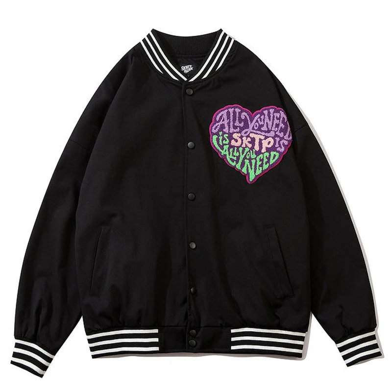 2021New Autumn Winter Love Flocking Embroidery Baseball Jacket Coat Men's Couple Bomber Unisex Boyfriend Style Varsity Street
2021New Autumn Winter Love Flocking Embroidery Baseball Jacket Coat Men's Couple Bomber Unisex Boyfriend Style Varsity Street