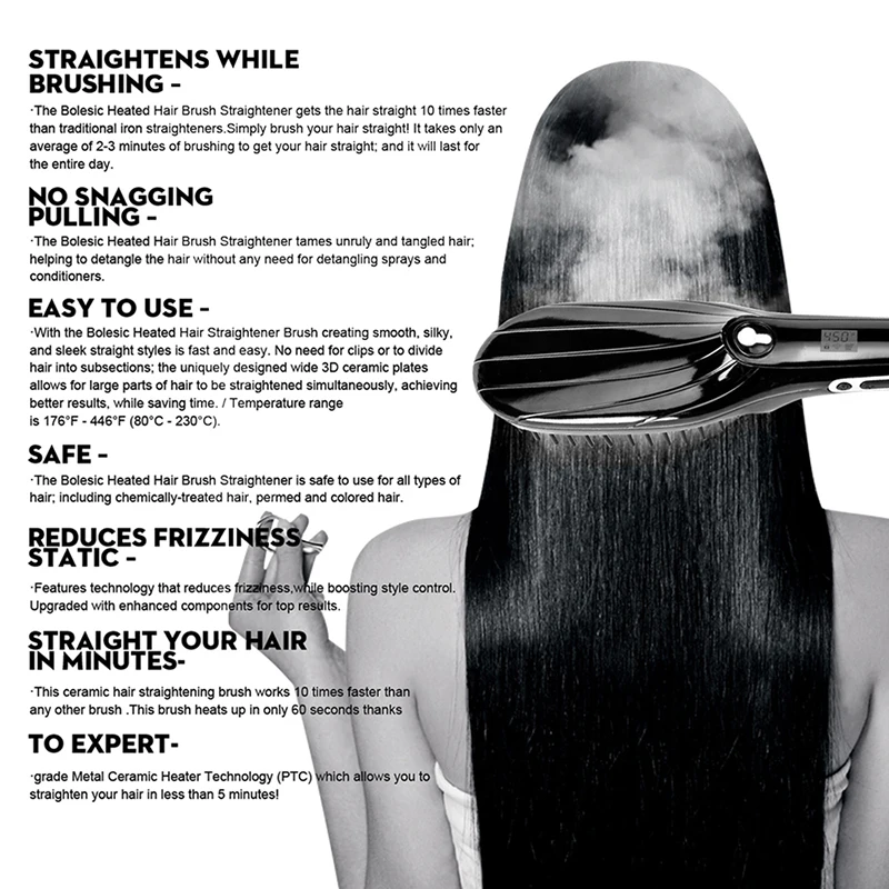 Professional Steam Hair Straightener Hot Air Brush Straightener Electric Hair Straightening Curling Tools Hair Styling Tools
Professional Steam Hair Straightener Hot Air Brush Straightener Electric Hair Straightening Curling Tools Hair Styling Tools