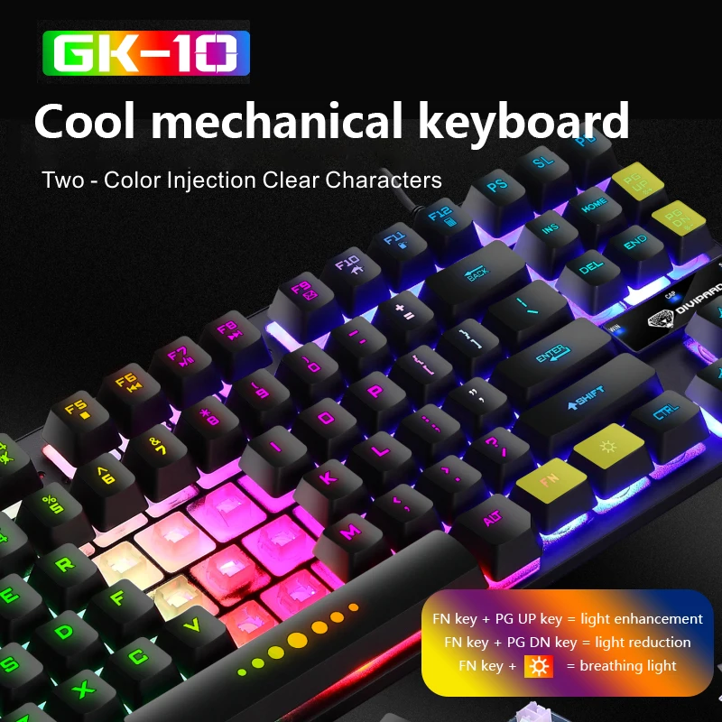 Механическая Проводная игровая клавиатура со светящимися 87-клавишными
