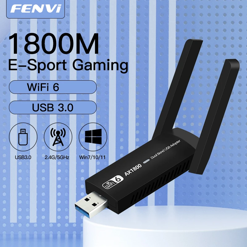 FENVI 1800Mbps WiFi 6 USB Adapter 802.11AX 2.4G/5GHz USB3.0 Wireless Wi-Fi Dongle Network Card Support OFDMA WPA3 Windows7/10/11
FENVI 1800Mbps WiFi 6 USB Adapter 802.11AX 2.4G/5GHz USB3.0 Wireless Wi-Fi Dongle Network Card Support OFDMA WPA3 Windows7/10/11