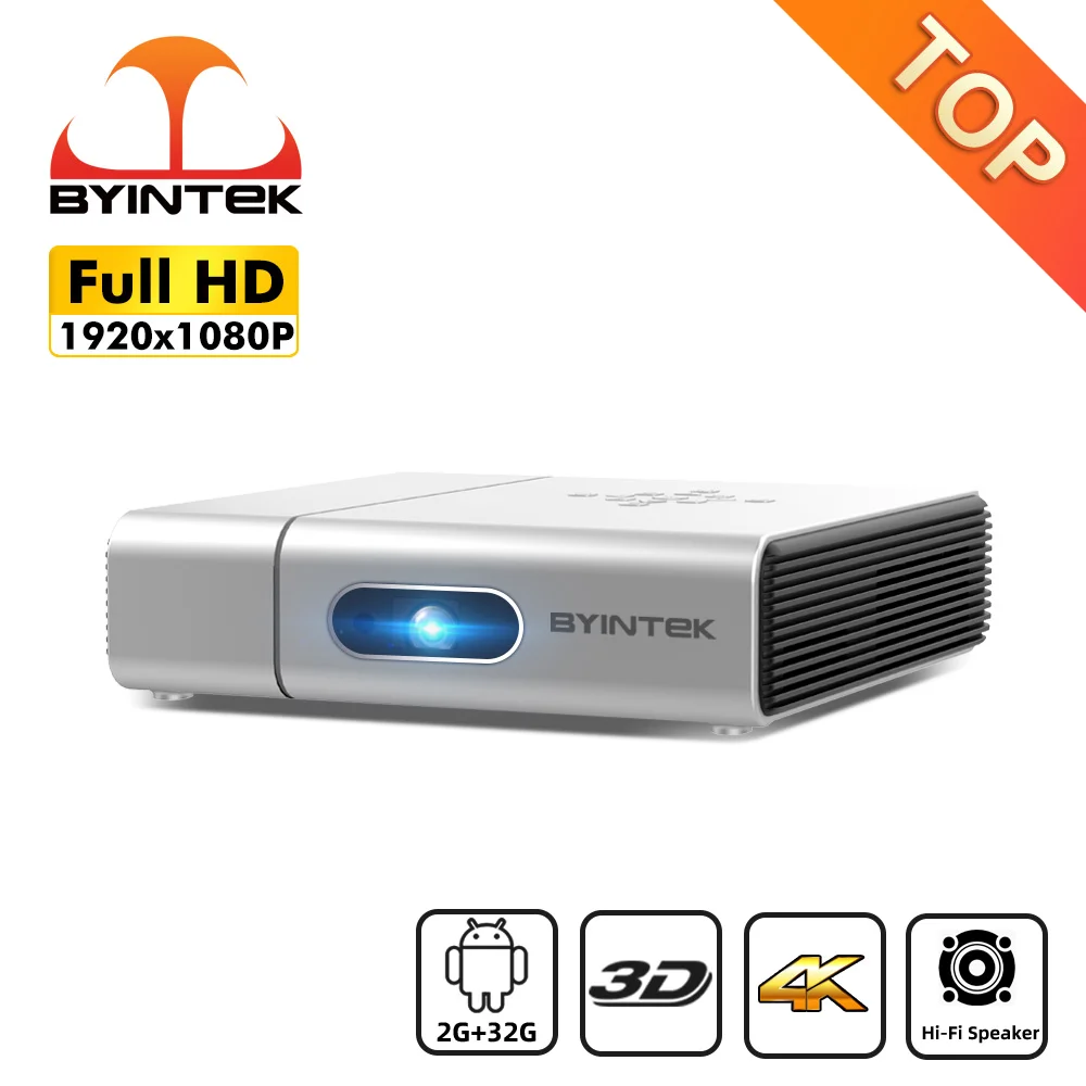 BYINTEK U50 Pro Home Theater Full HD 1080P Android Wifi Smart 2K 3D 4K Portable Mini LED DLP Projector Proyector for Smartphone
BYINTEK U50 Pro Home Theater Full HD 1080P Android Wifi Smart 2K 3D 4K Portable Mini LED DLP Projector Proyector for Smartphone
