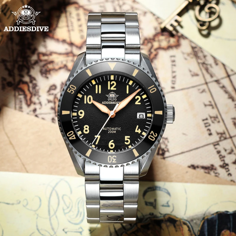 

Мужские механические наручные часы ADDIESDIVE C3, светящиеся NH35, автоматические часы для дайвинга 200 м, Роскошные мужские часы с сапфировым стеклом