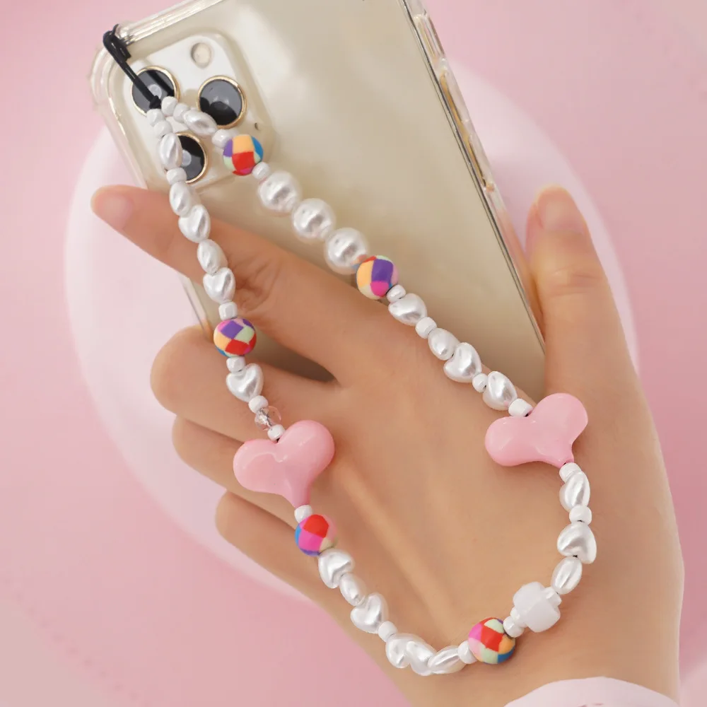 INS Fashion Imitation Pearl Acrylic Pink Love Heart Mobile Phone Rope for Women Hip Hop Soft Ceramic Beads Mobile Phone Chain
INS Fashion Imitation Pearl Acrylic Pink Love Heart Mobile Phone Rope for Women Hip Hop Soft Ceramic Beads Mobile Phone Chain