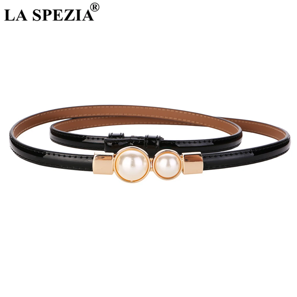 LA SPEZIA Ladies Belt for Dresses Real Leather Thin Women Belt Pearl Buckle Black Red Pink Gold Brand Female Waist Belt 98cm
LA SPEZIA Ladies Belt for Dresses Real Leather Thin Women Belt Pearl Buckle Black Red Pink Gold Brand Female Waist Belt 98cm