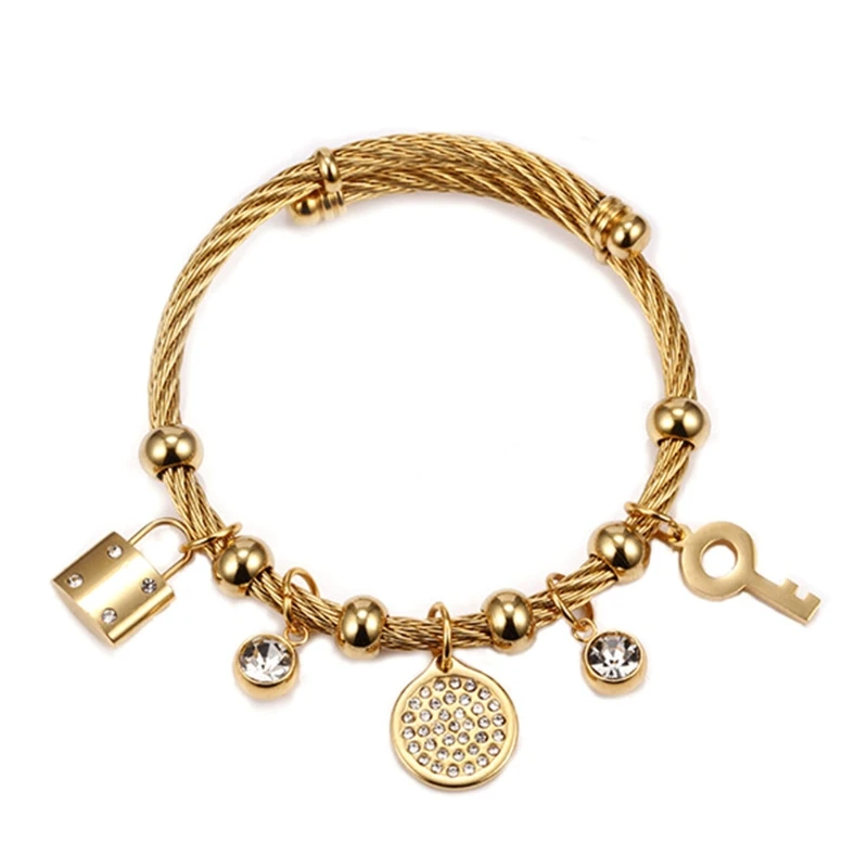 Dainty Lock&Key with Zircon Bracelet Adjustable Wrist Chain Delicate Jewelry Novelty Pendant Alloy Chains for Girlfriend
Dainty Lock&Key with Zircon Bracelet Adjustable Wrist Chain Delicate Jewelry Novelty Pendant Alloy Chains for Girlfriend