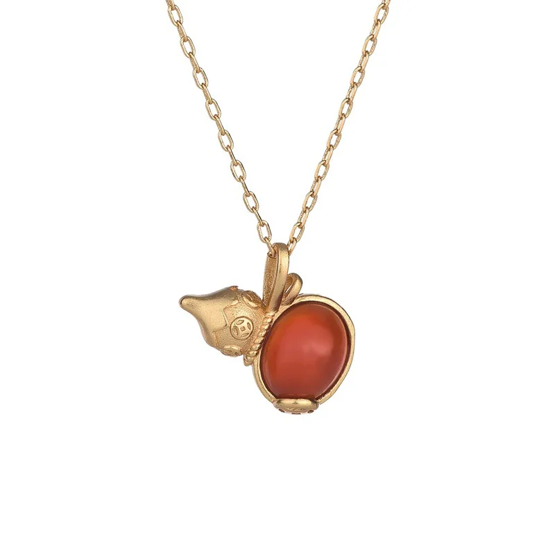 CH-452 Vintage-style gold-plated copper gourd pendant inlaid with red agate and chalcedony necklace accessories
CH-452 Vintage-style gold-plated copper gourd pendant inlaid with red agate and chalcedony necklace accessories