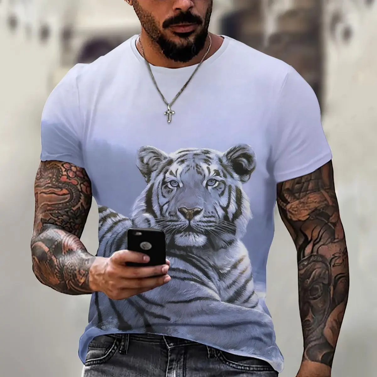 Tiger Pattern Print Men T Shirt Trend Summer Streetwear Short Sleeve T-shirts Breathable T-shirt Men's Clothes Oversize T-shirt
Tiger Pattern Print Men T Shirt Trend Summer Streetwear Short Sleeve T-shirts Breathable T-shirt Men's Clothes Oversize T-shirt
