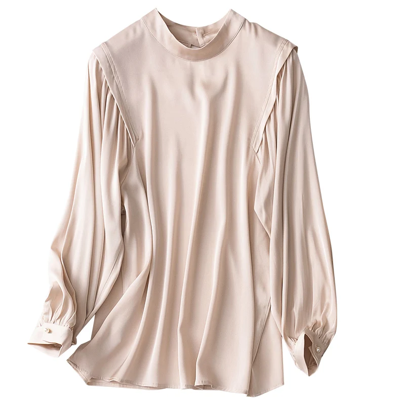 Women's 93% Silk 19 momme T-shirt new style loose type Top Blouse Lantern Long Sleeve Round Neck fashion shirt L1124
Women's 93% Silk 19 momme T-shirt new style loose type Top Blouse Lantern Long Sleeve Round Neck fashion shirt L1124