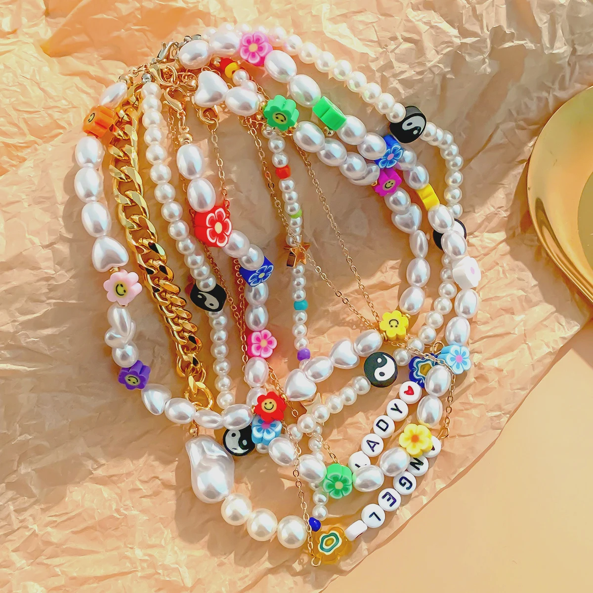 PuRui Boho Colorful Flower/Stare/Letter Necklace for Women Fashion Pearl Beads Necklace 2021 Girls Short Choker Necklaces Collar
PuRui Boho Colorful Flower/Stare/Letter Necklace for Women Fashion Pearl Beads Necklace 2021 Girls Short Choker Necklaces Collar