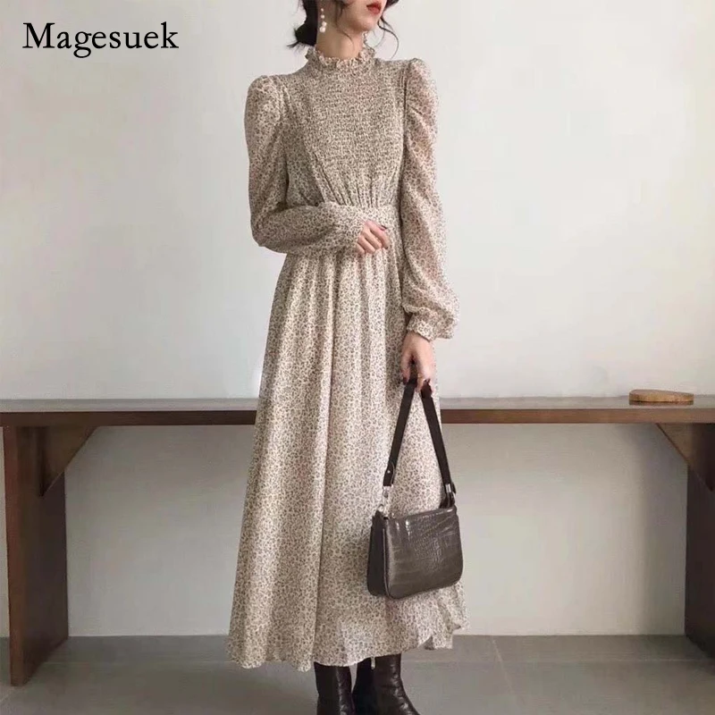 Fashion Stand Collar Long Sleeve A-line Dresses Vintage Floral Print Dress Women Autumn Vestidos Femme Elastic Waist Dress 11453
Fashion Stand Collar Long Sleeve A-line Dresses Vintage Floral Print Dress Women Autumn Vestidos Femme Elastic Waist Dress 11453