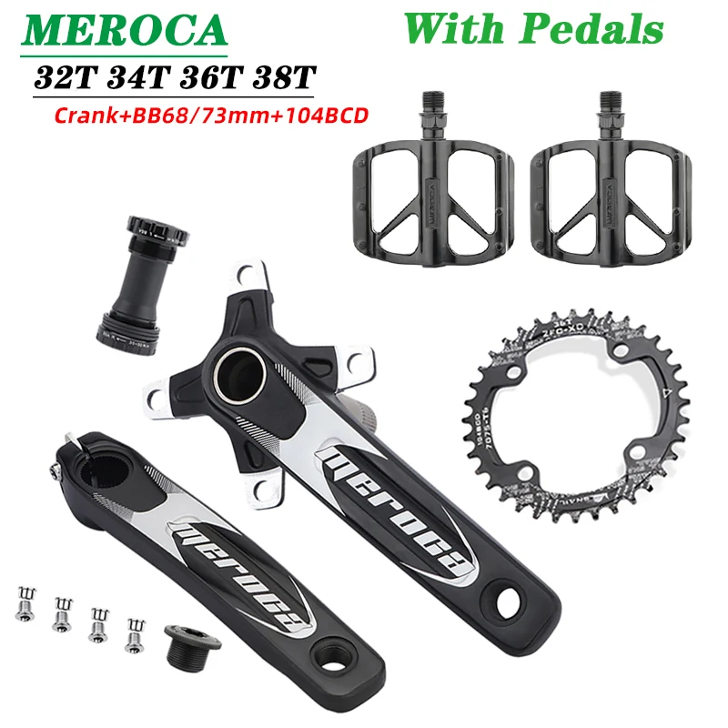 MEROCA Mountain Bike Crankset 104BCD 32T 34T 36T 38T Narrow Chain Wheel With Bottom Bracket Pedals Bicycle Crank Set 2022
MEROCA Mountain Bike Crankset 104BCD 32T 34T 36T 38T Narrow Chain Wheel With Bottom Bracket Pedals Bicycle Crank Set 2022