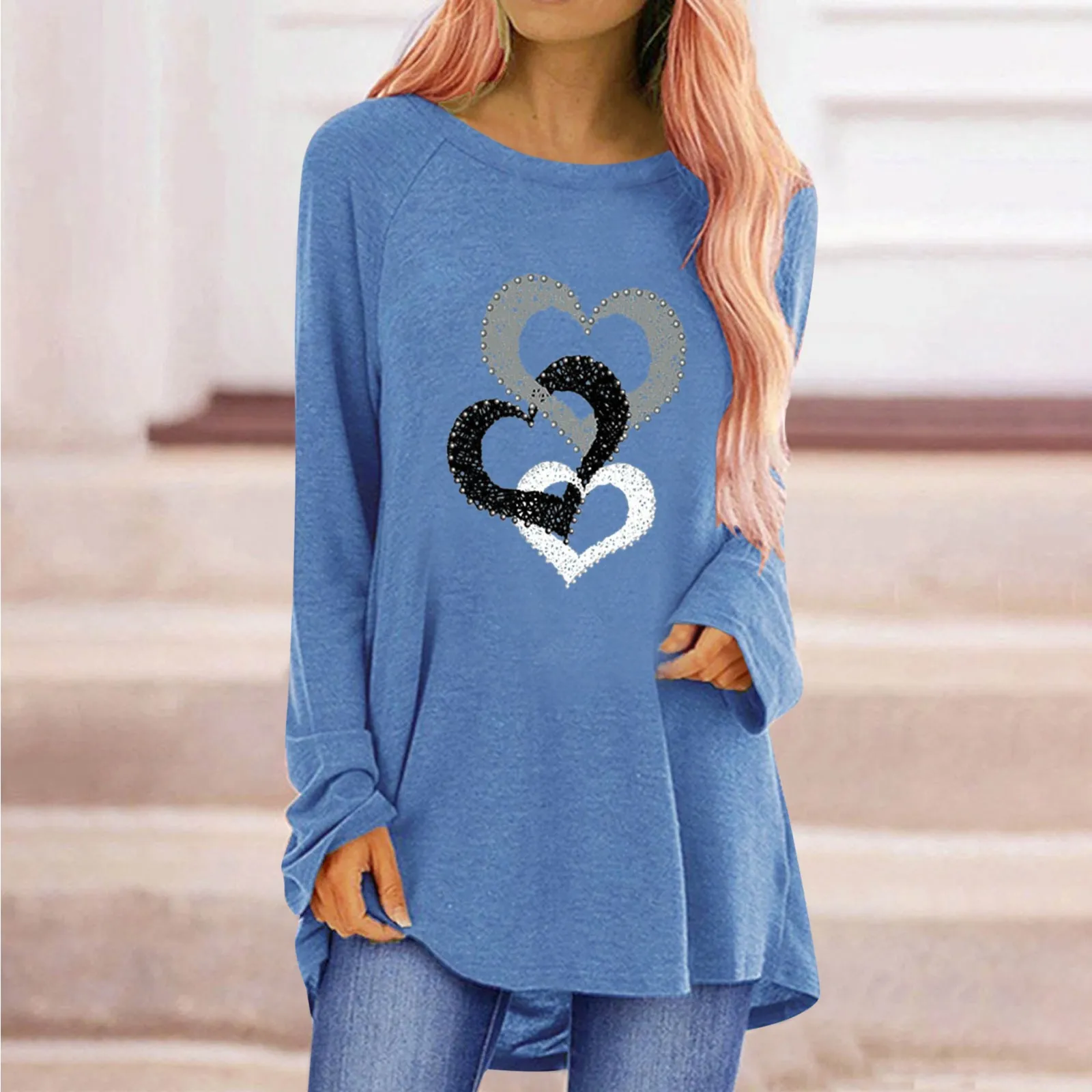 Women Summer T-shirt Fashion Long Sleeve O-neck Heart Pattern Printing Casual Blouse T-shirt Tops Ladies Printed Long Sleeve Top
Women Summer T-shirt Fashion Long Sleeve O-neck Heart Pattern Printing Casual Blouse T-shirt Tops Ladies Printed Long Sleeve Top