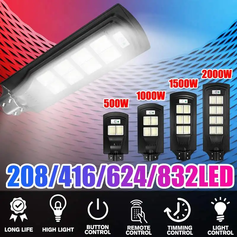 500/1000/1500/2500W Waterproof Street light 280/416/624/832 LED Solar Lamp Outdoor Lighting Wall Lamps Flood Light Garden Light
500/1000/1500/2500W Waterproof Street light 280/416/624/832 LED Solar Lamp Outdoor Lighting Wall Lamps Flood Light Garden Light