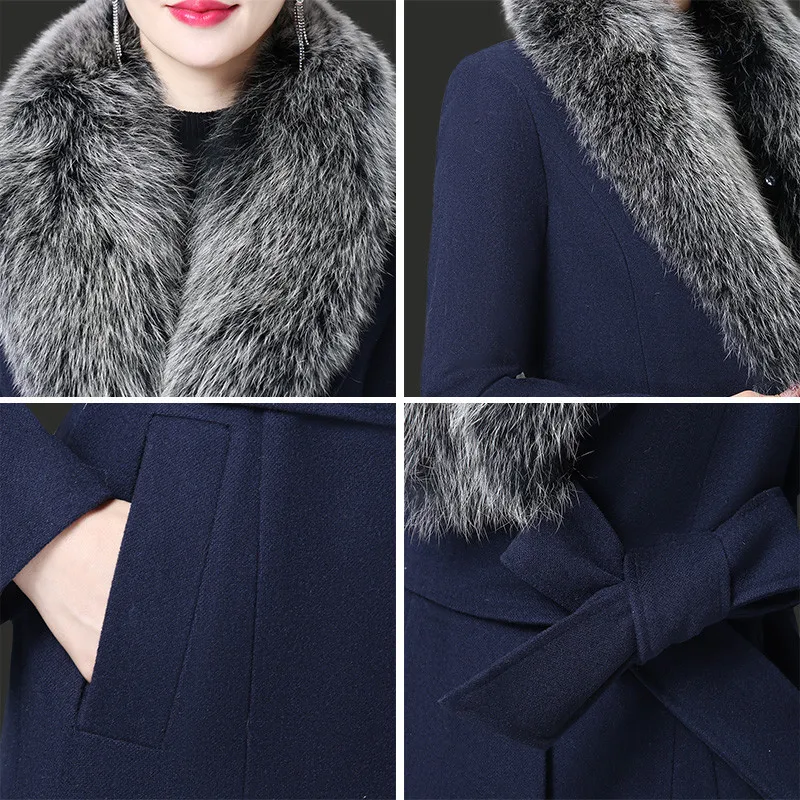 2020 Winter Women Woolen Coat Elegant Long Wool Coat Fox fur Collar Warm Coat Female Jacket Plus Size 5XL Casaco Feminino P204
2020 Winter Women Woolen Coat Elegant Long Wool Coat Fox fur Collar Warm Coat Female Jacket Plus Size 5XL Casaco Feminino P204