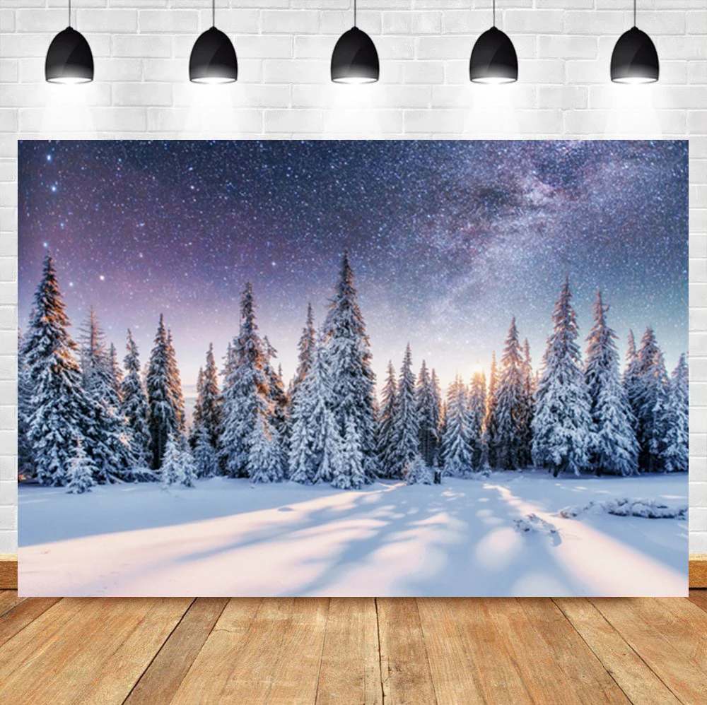 Laeacco Winter Christmas Tree Forest Starry Sky Wonderful Landscape Backdrop Photographic Photo Background For Photo Studio 
Laeacco Winter Christmas Tree Forest Starry Sky Wonderful Landscape Backdrop Photographic Photo Background For Photo Studio