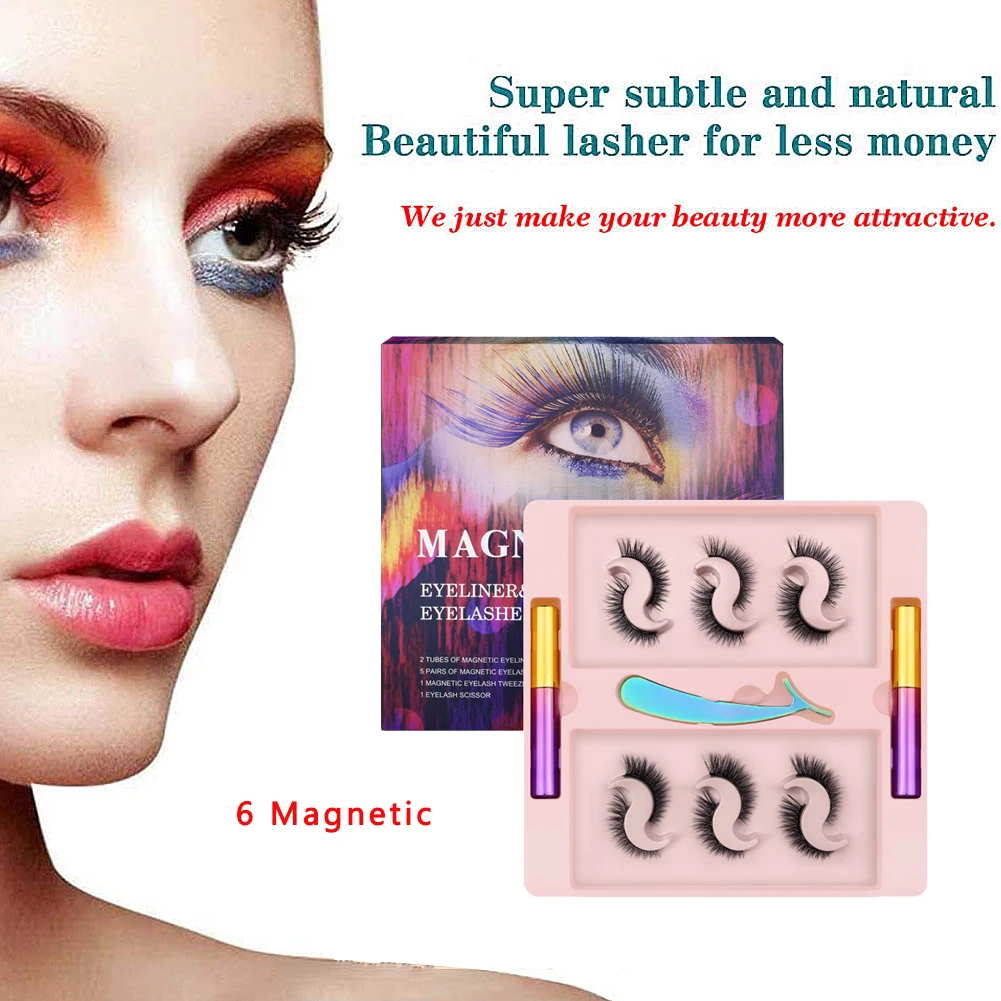 NEW Magnetic Eyelashes 6 Magnets Faux Cils Naturel Lashes Makeup Set Female Maquillaje Fashion Liquid Eyeliner With Tweezers
NEW Magnetic Eyelashes 6 Magnets Faux Cils Naturel Lashes Makeup Set Female Maquillaje Fashion Liquid Eyeliner With Tweezers