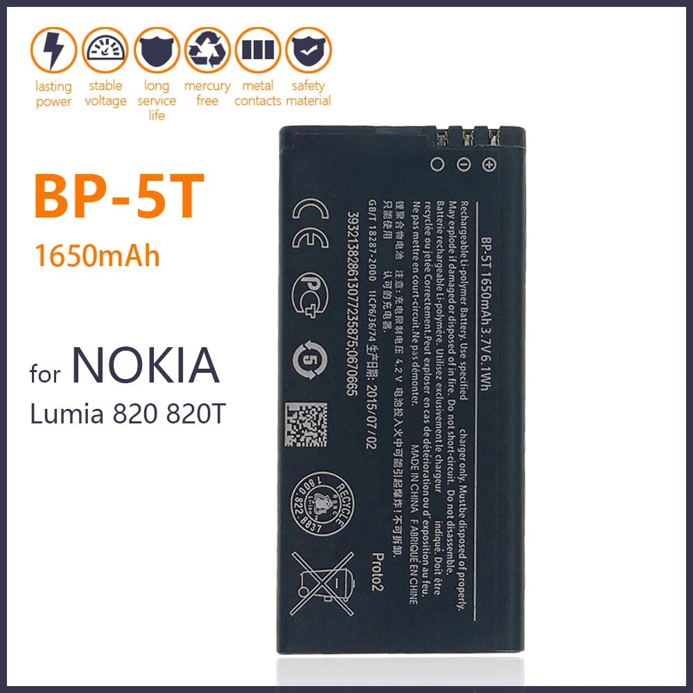 100% Оригинальный аккумулятор BP-5T для Nokia Lumia 820 820T Arrow RM-878 825 1650 мА · ч, новые аккумуляторы в наличии, номер отслеживания
100% Оригинальный аккумулятор BP-5T для Nokia Lumia 820 820T Arrow RM-878 825 1650 мА · ч, новые аккумуляторы в наличии, номер отслеживания